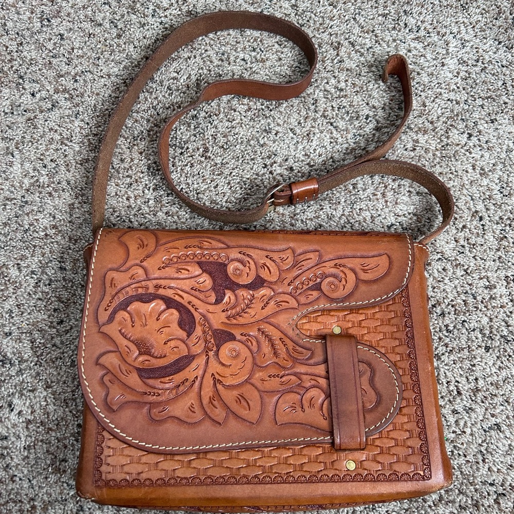 Vintage Leather Shoulder Bag- Handmade